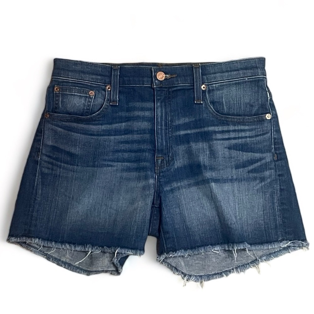 J. CREW Denim Shorts Frayed Hem 26‎ Blue Jeans Spring Summer Stretch Concert